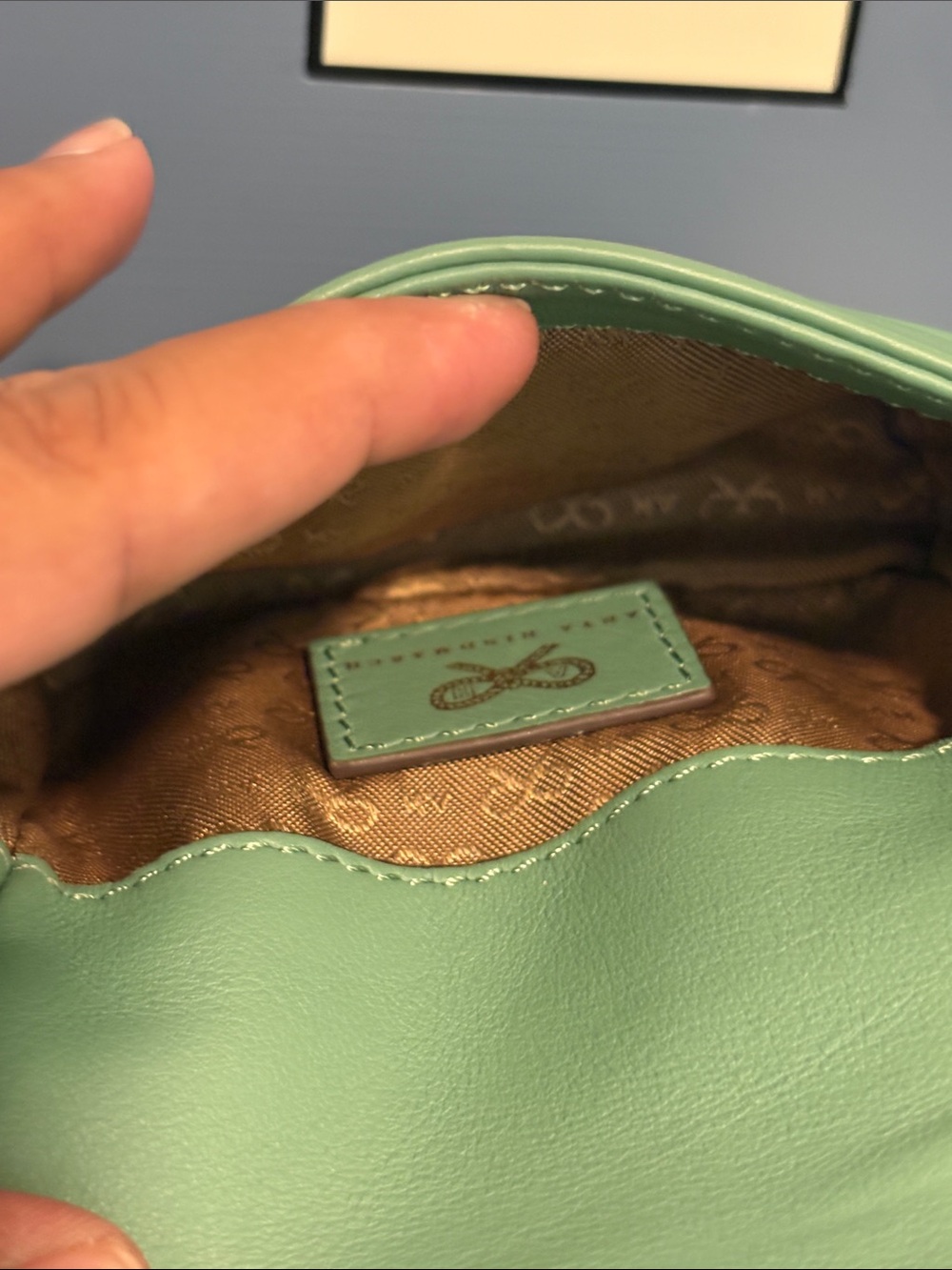 Anya Hindmarch Mini Green Purse With Chain Strap - Picture 8 of 9